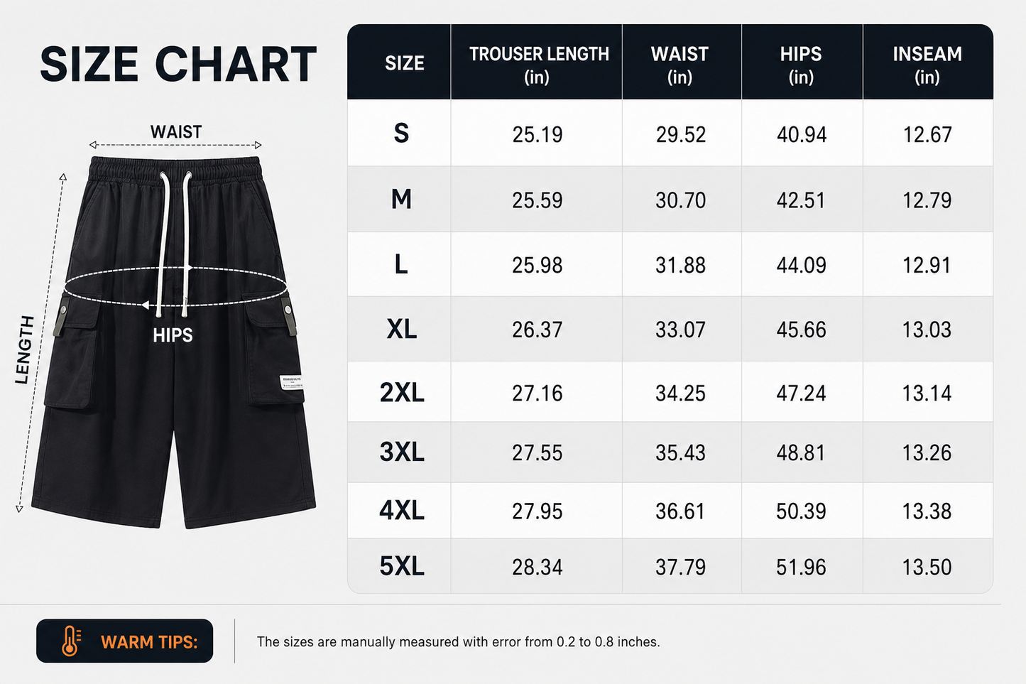 Men’s Cargo Shorts Drawstring Waist Multi-Pocket Casual Shorts