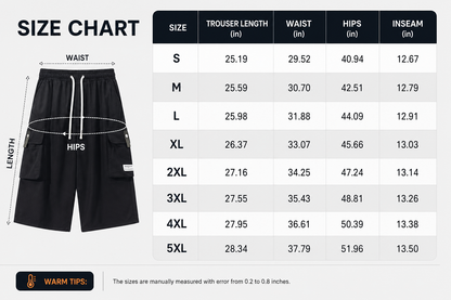 Men’s Cargo Shorts Drawstring Waist Multi-Pocket Casual Shorts