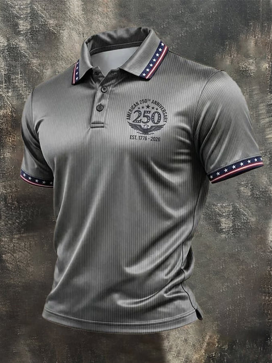 Men's Retro "Patriot" Color-Block Short-Sleeve Polo Shirt