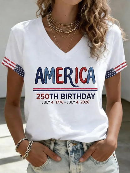 Women's America 250 1776-2026 Freedom  Faith Print T-shirt