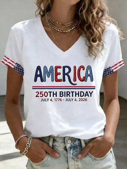 Women's America 250 1776-2026 Freedom  Faith Print T-shirt