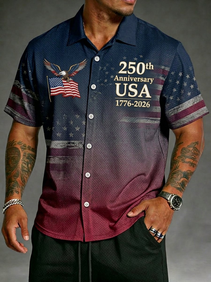 Men's U.S. 250th Anniversary Waffle-Knit Short-Sleeve Shirt