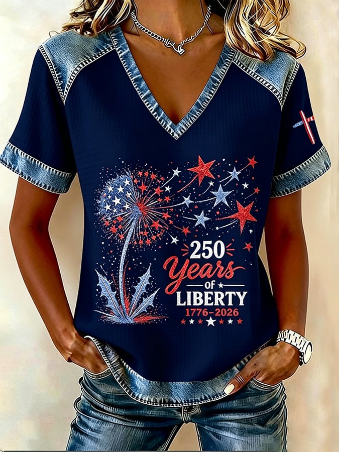Women's America 250 1776-2026 Freedom  Faith Print T-shirt