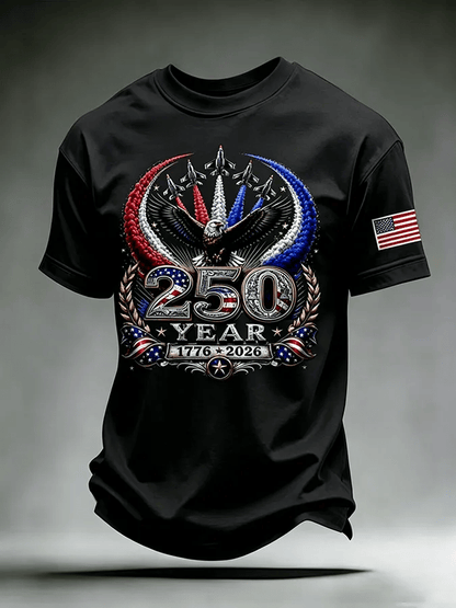 Men's USA 1776-2026 Freedom Printed Casual T-shirt
