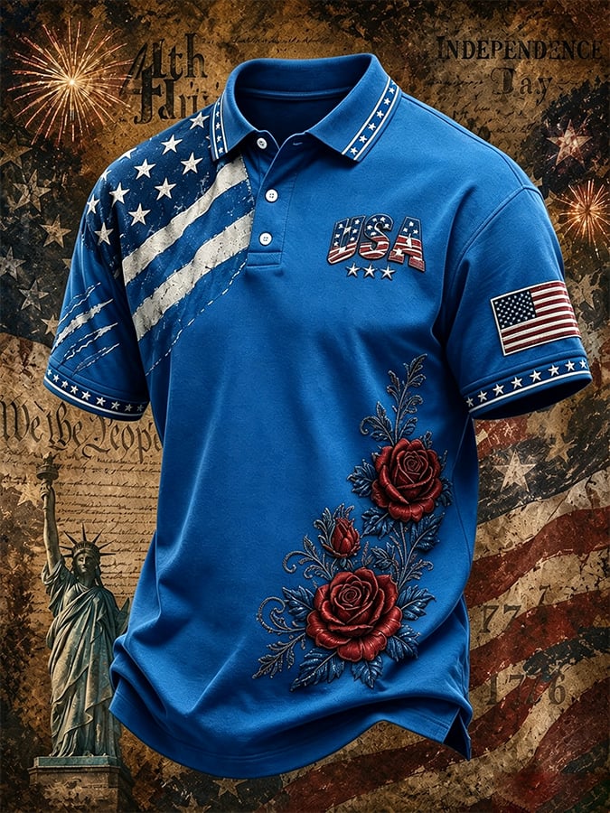 Men's 250th Independence Day Commemorative "Land Of The Free" Printed Top