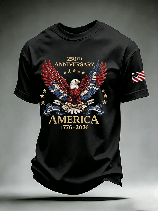 Men's USA 1776-2026 Freedom Printed Casual T-shirt