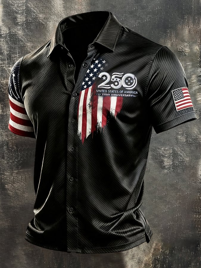 Men's Retro Independence Day Patriot Short-Sleeve Shirt