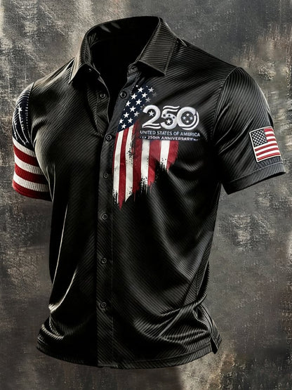 Men's Retro Independence Day Patriot Short-Sleeve Shirt
