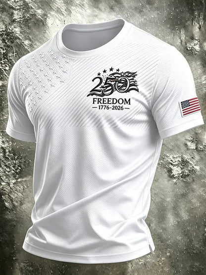Men's Retro Independence Day Patriot Crew Neck T-Shirt