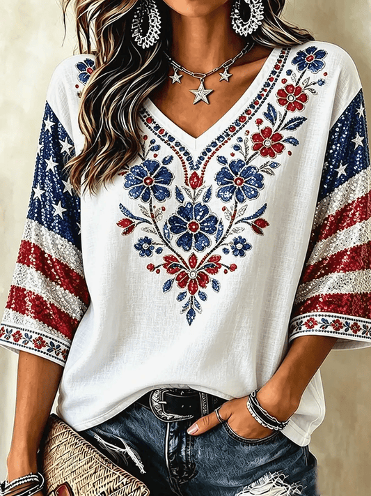 Women's USA1776-2026 Freedom Print Casual Top