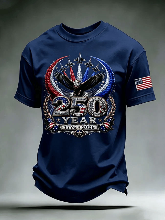 Men's USA 1776-2026 Freedom Printed Casual T-shirt