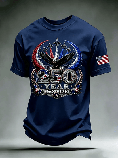 Men's USA 1776-2026 Freedom Printed Casual T-shirt