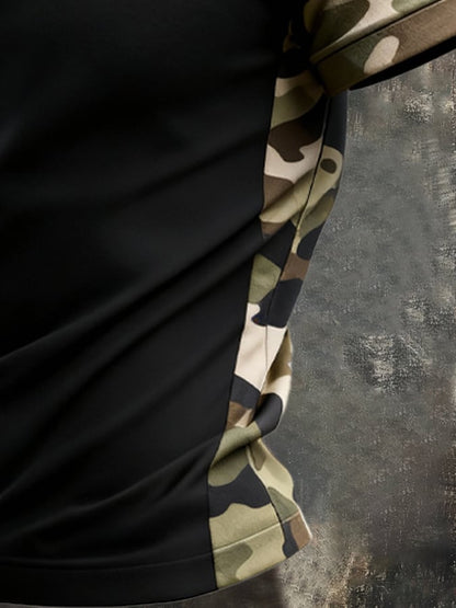 Men's Retro Patriot Camouflage Patchwork T-shirt
