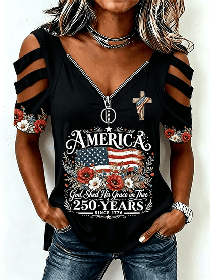 Women's Casual Printed Off-Shoulder Top