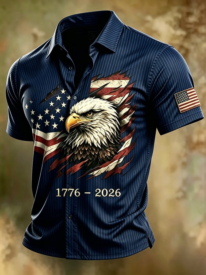 Men's 250th Independence Day Commemorative  Freedom・Courage・Pride Printed Top