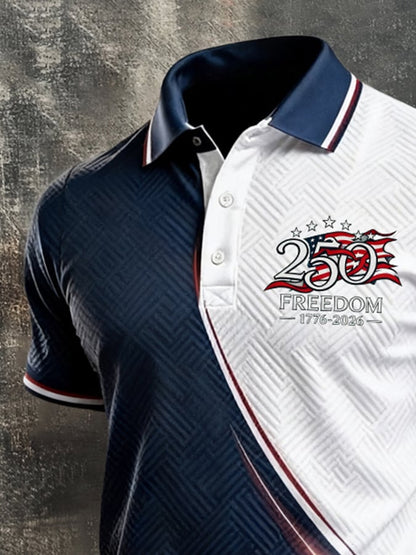 Men's Retro "Patriot" Color-Block Short-Sleeve Polo Shirt