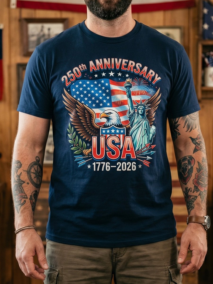 Men's American Anniversary Short-Sleeve Crew Neck T-Shirt