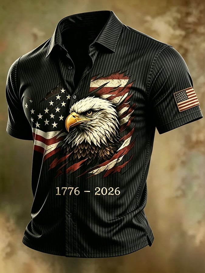 Men's 250th Independence Day Commemorative  Freedom・Courage・Pride Printed Top