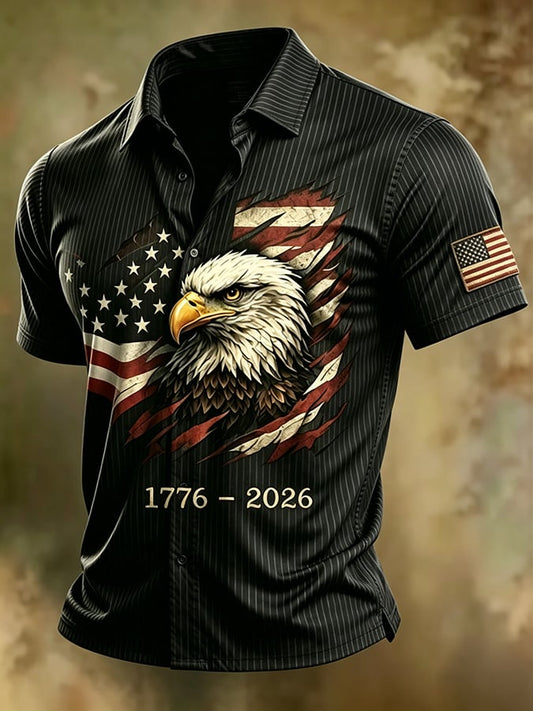 Men's 250th Independence Day Commemorative  Freedom・Courage・Pride Printed Top