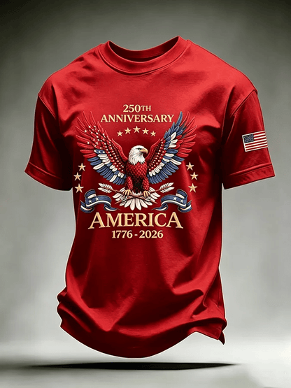 Men's USA 1776-2026 Freedom Printed Casual T-shirt