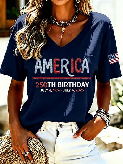 Women's America 250 1776-2026 Freedom  Faith Print T-shirt