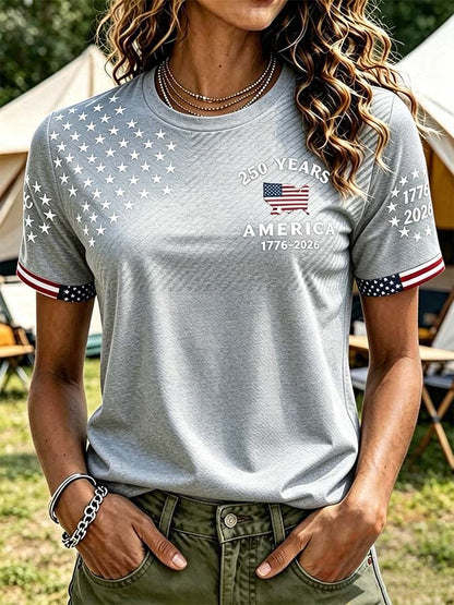 Women'S Casual Independence Day Printed Top