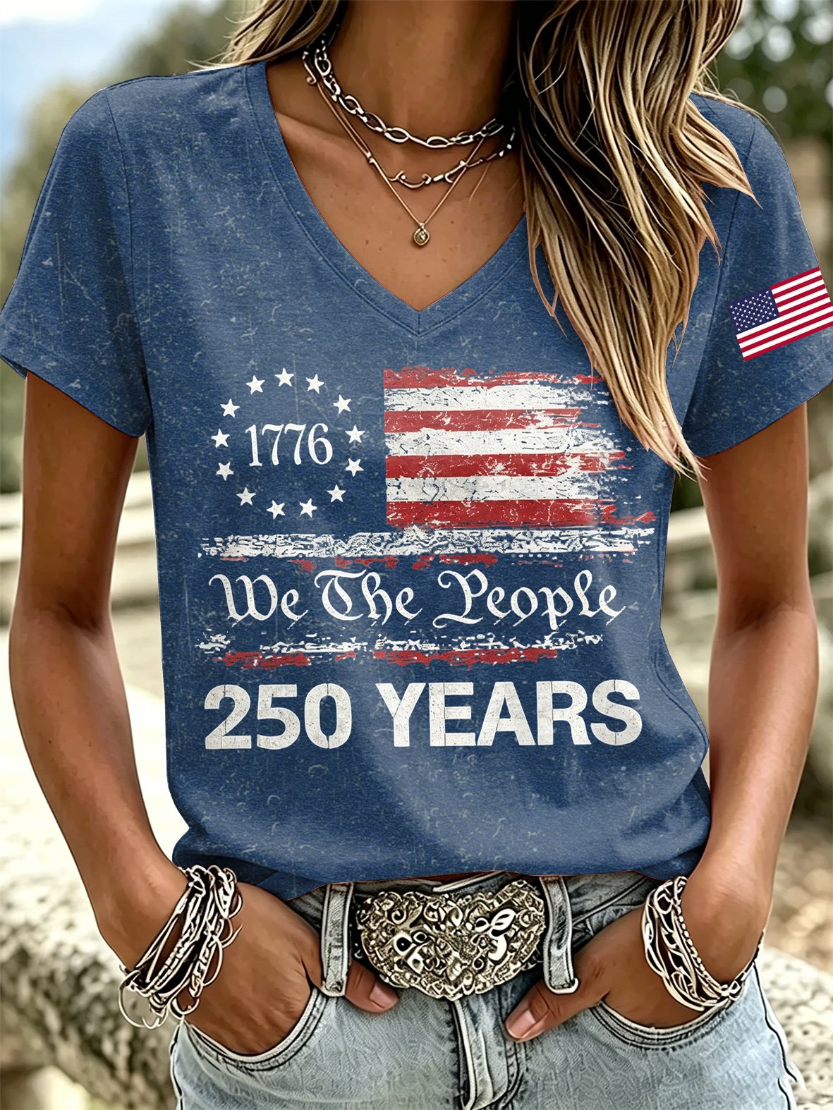 Women's Retro American 250 Print T-Shirt