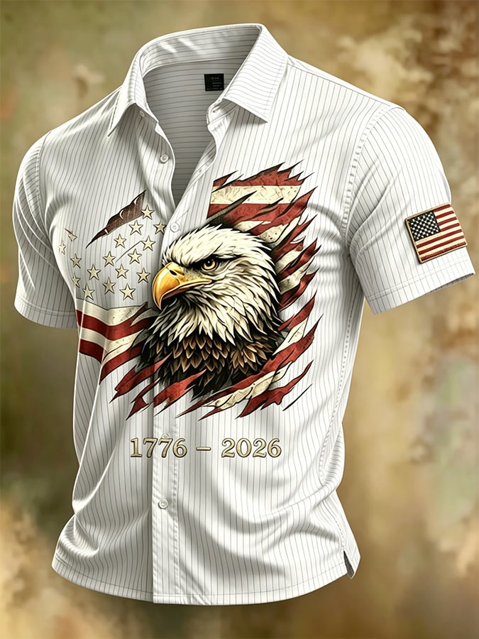 Men's 250th Independence Day Commemorative  Freedom・Courage・Pride Printed Top