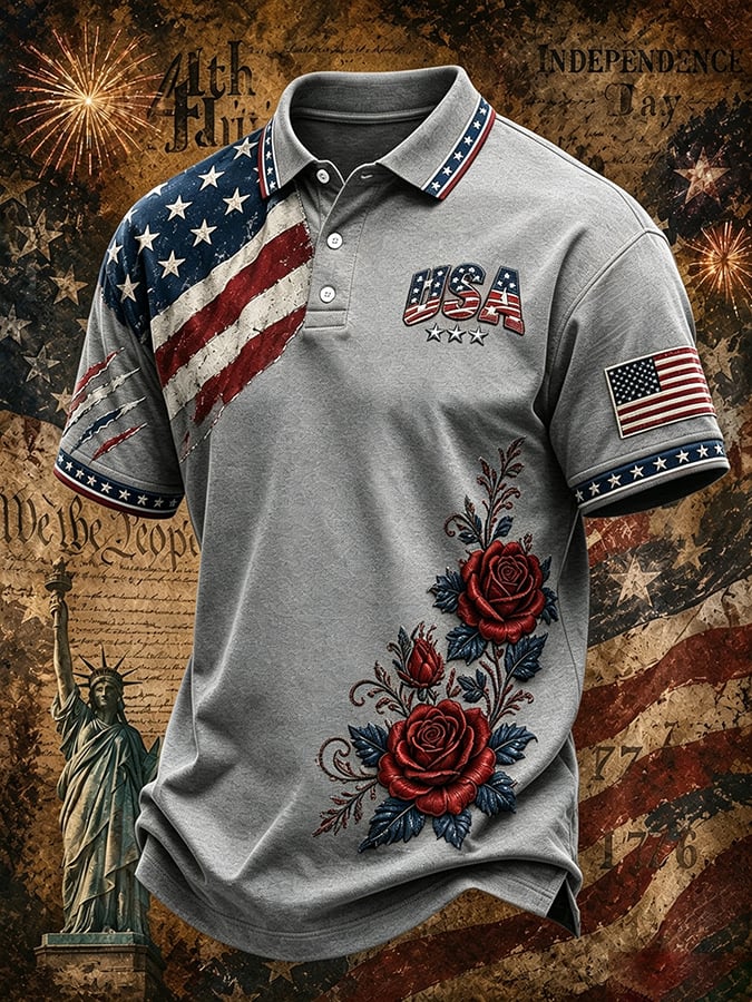 Men's 250th Independence Day Commemorative "Land Of The Free" Printed Top