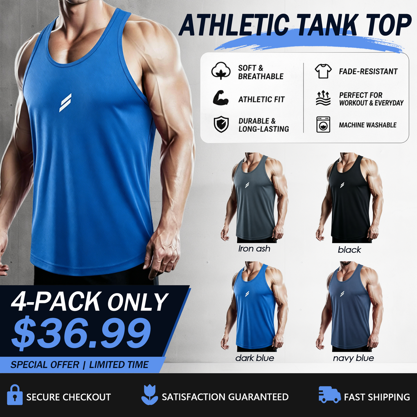 Men’s Sleeveless Muscle Fit Tank Top