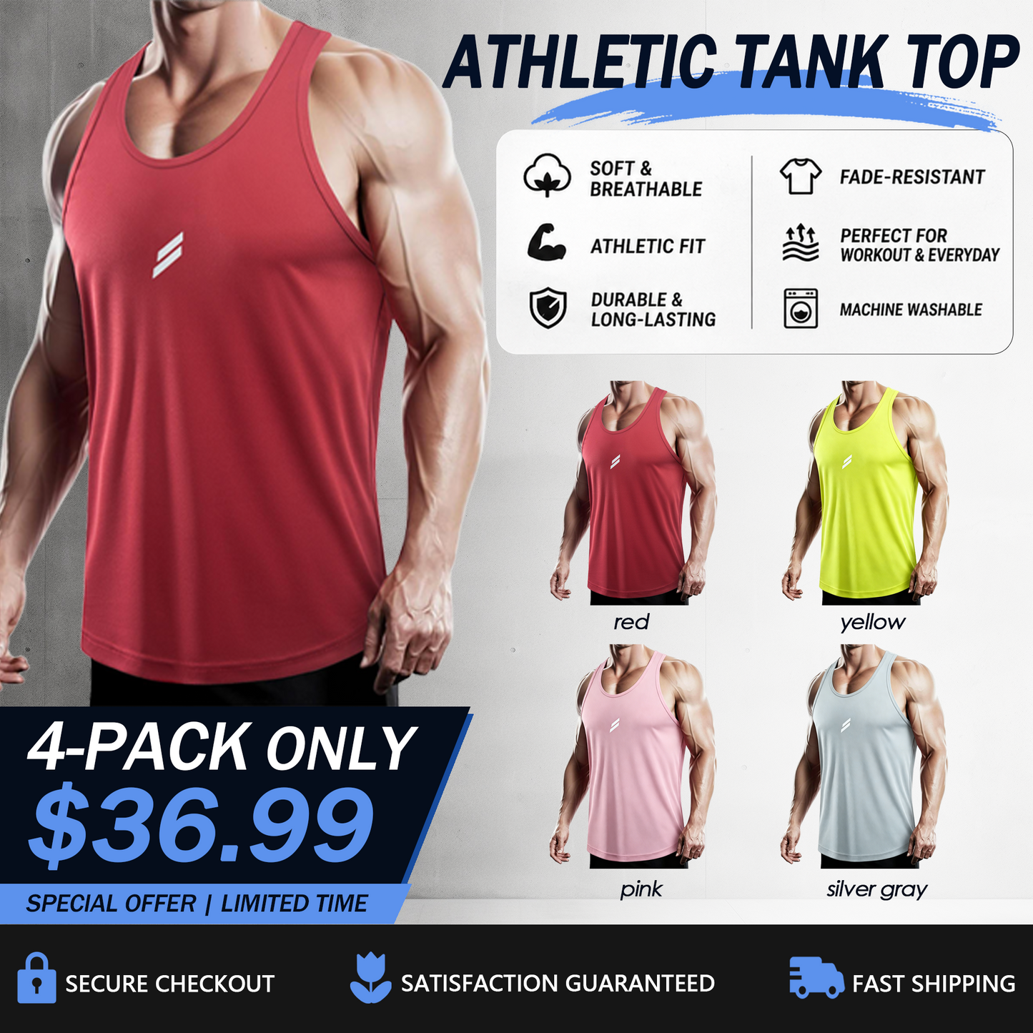 Men’s Sleeveless Muscle Fit Tank Top