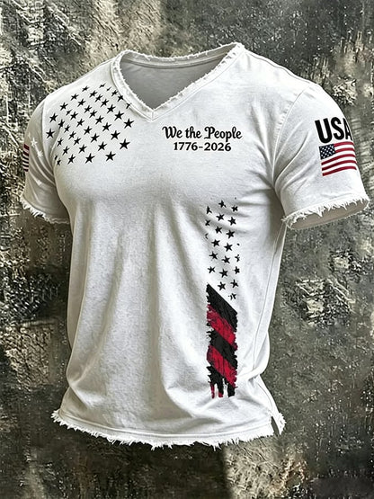 Men's  Independence Day We The People 1776-2026 Printed Casual T-Shirt