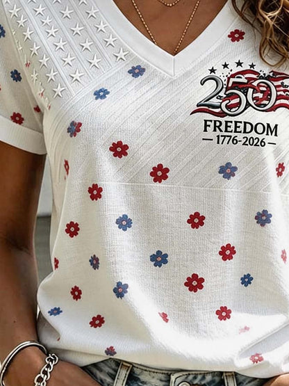Women'S Casual Independence Day Print Top