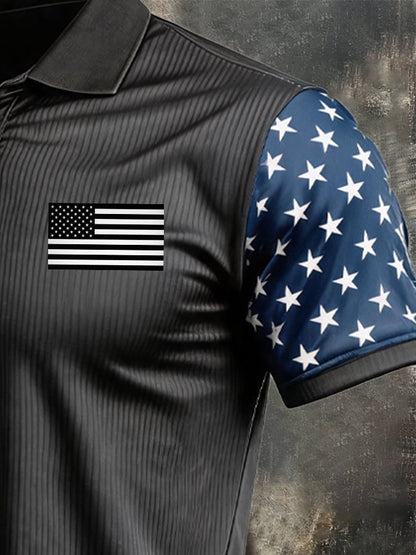 Men's Retro "Patriot" Color-Block Short-Sleeve Polo Shirt