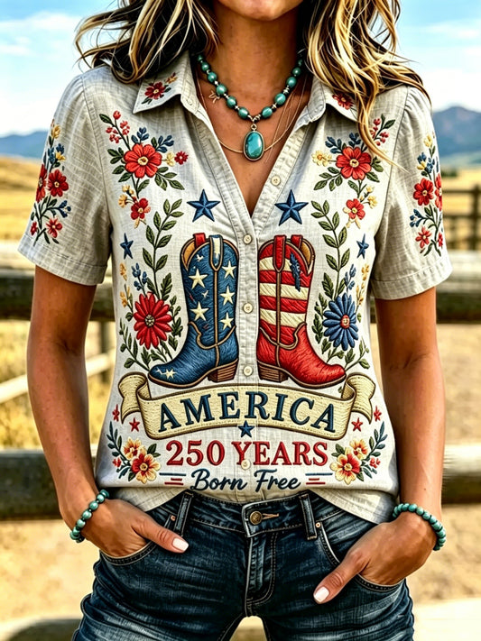 Women's USA 250th Anniversary Printed Blouse