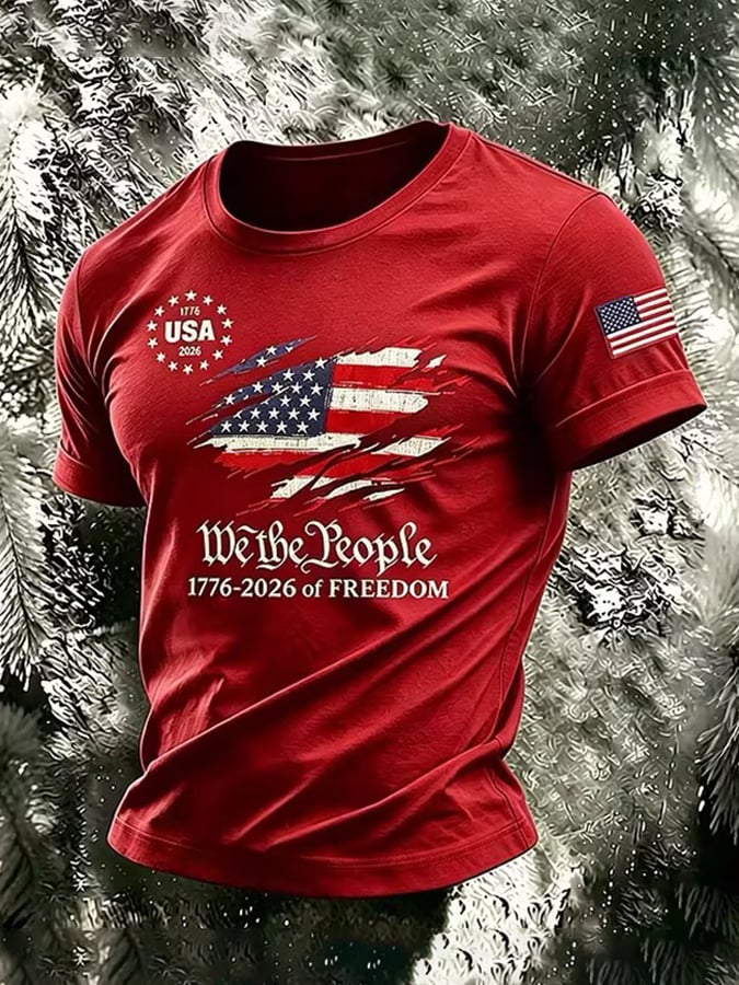 Men's 250th Independence Day Commemorative  Freedom・Courage・Pride Printed Top