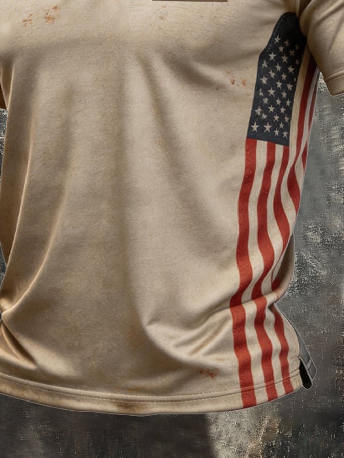 Men's Retro "Patriot" Color-Block Short-Sleeve Polo Shirt