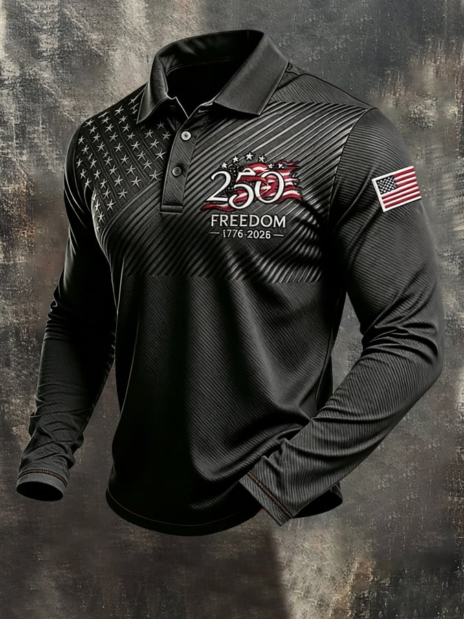 Men's Retro "Patriot" Color-Block Short-Sleeve Polo Shirt
