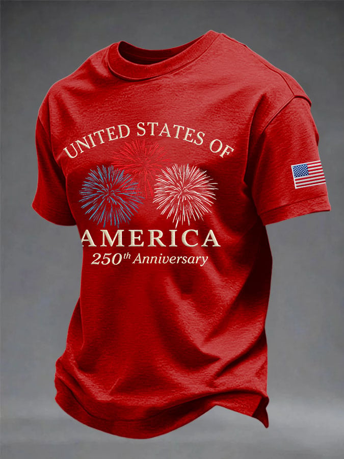 Men's USA 250th Anniversary Print Round Neck T-shirt