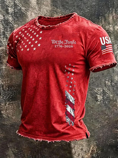 Men's  Independence Day We The People 1776-2026 Printed Casual T-Shirt