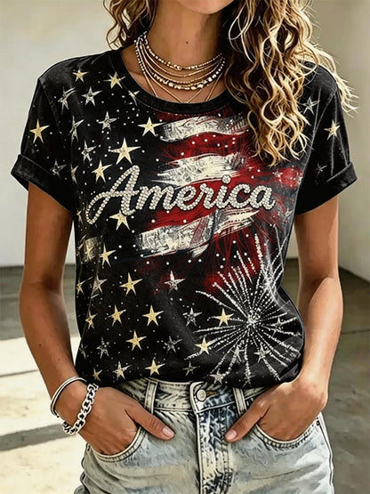 Women'S Independence Day Print Short-Sleeve Top