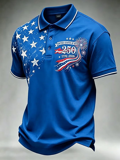 Men's 250th Independence Day Commemorative "Land Of The Free" Printed Top