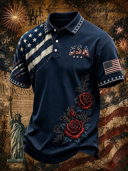 Men's 250th Independence Day Commemorative "Land Of The Free" Printed Top