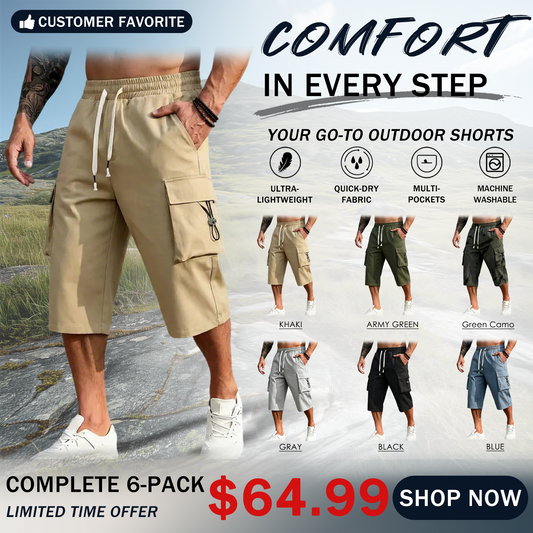 Men’s Cargo Jogger Pants Drawstring Waist Multi-Pocket Casual Pants