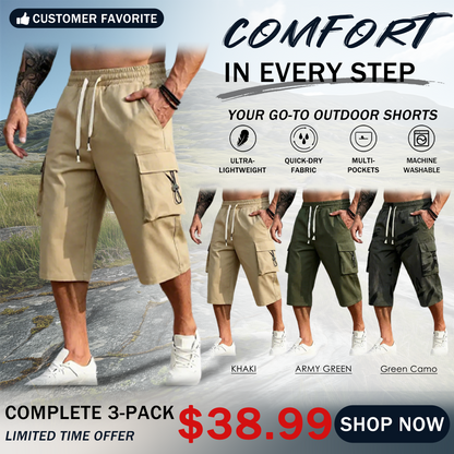 Men’s Cargo Jogger Pants Drawstring Waist Multi-Pocket Casual Pants