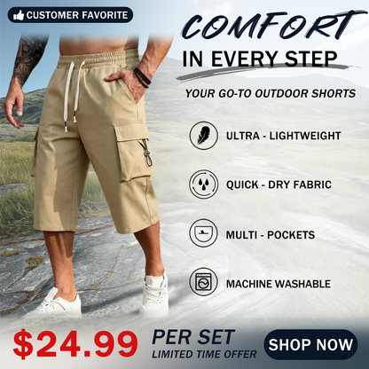 Men’s Cargo Jogger Pants Drawstring Waist Multi-Pocket Casual Pants