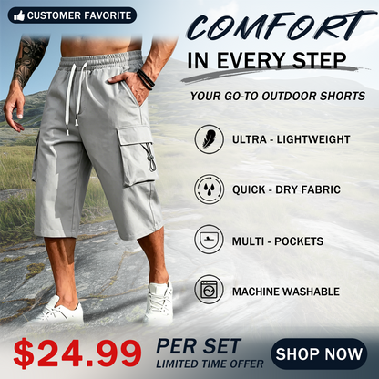 Men’s Cargo Jogger Pants Drawstring Waist Multi-Pocket Casual Pants