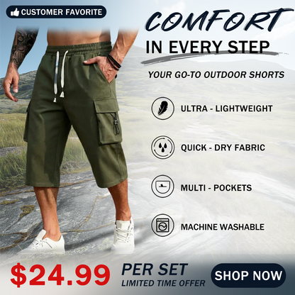 Men’s Cargo Jogger Pants Drawstring Waist Multi-Pocket Casual Pants