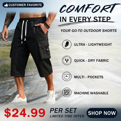 Men’s Cargo Jogger Pants Drawstring Waist Multi-Pocket Casual Pants