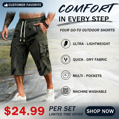 Men’s Cargo Jogger Pants Drawstring Waist Multi-Pocket Casual Pants